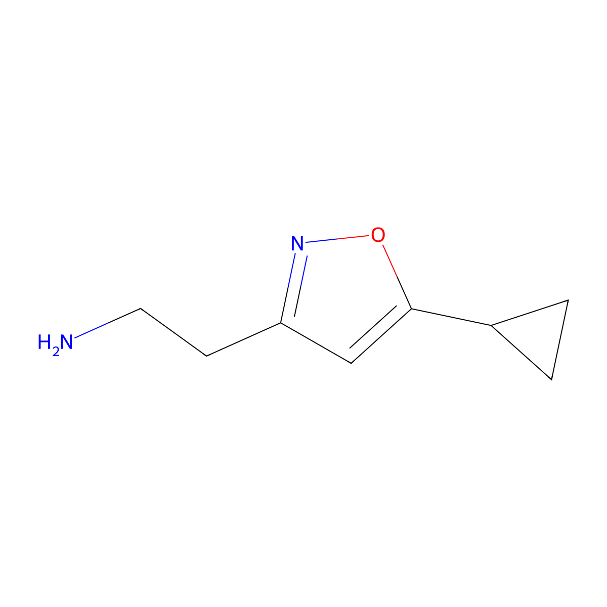 2-(5-Cyclopropyl-1,2-oxazol-3-yl)ethan-1-amine molecular structure, CAS 1225812-56-5
