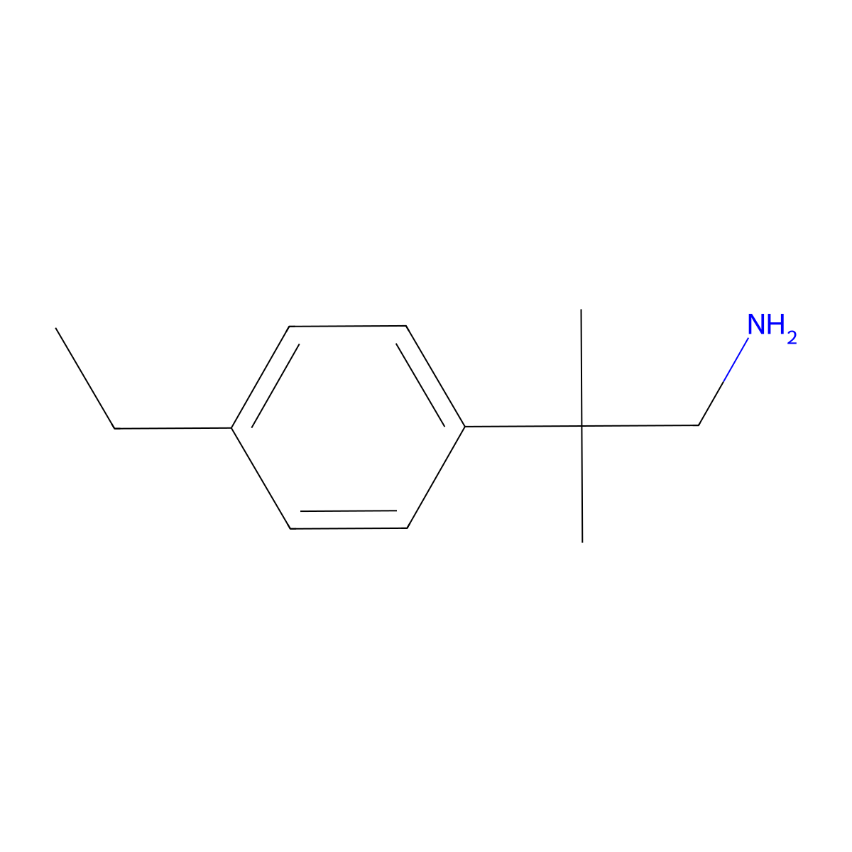 2-(4-Ethylphenyl)-2-methylpropan-1-amine molecular structure, CAS 1225815-00-8