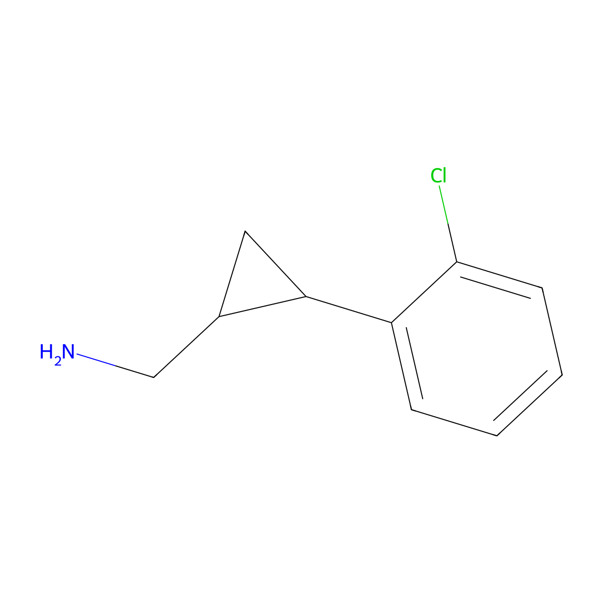 (2-(2-Chlorophenyl)cyclopropyl)methanamine molecular structure, CAS 1225816-36-3