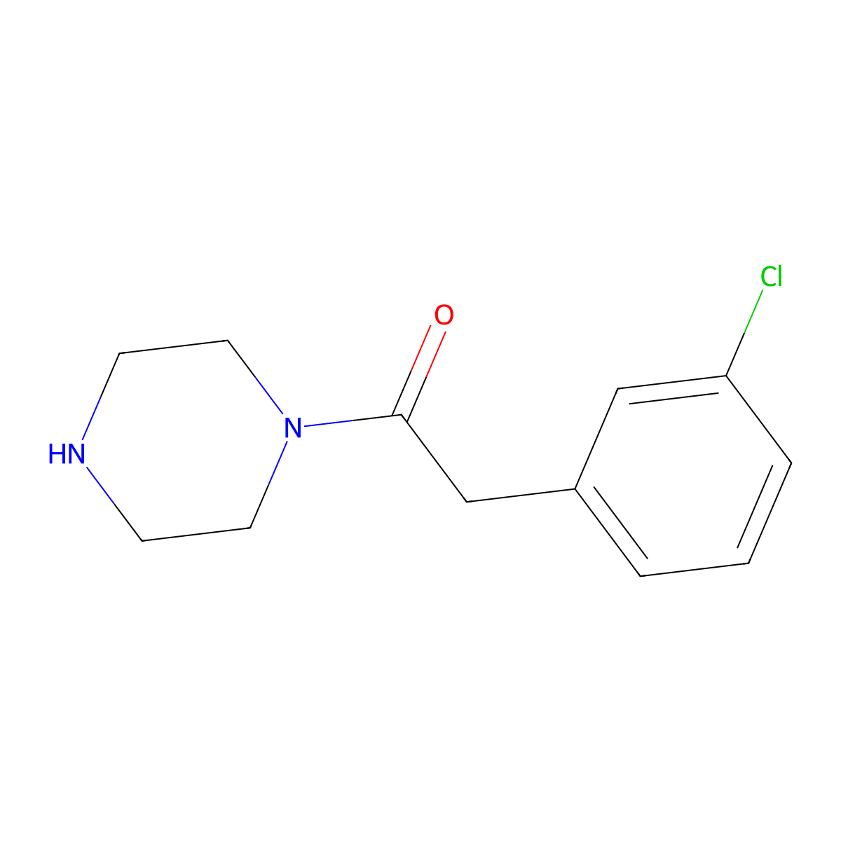 2-(3-Chlorophenyl)-1-(piperazin-1-yl)ethan-1-one molecular structure, CAS 1225823-53-9