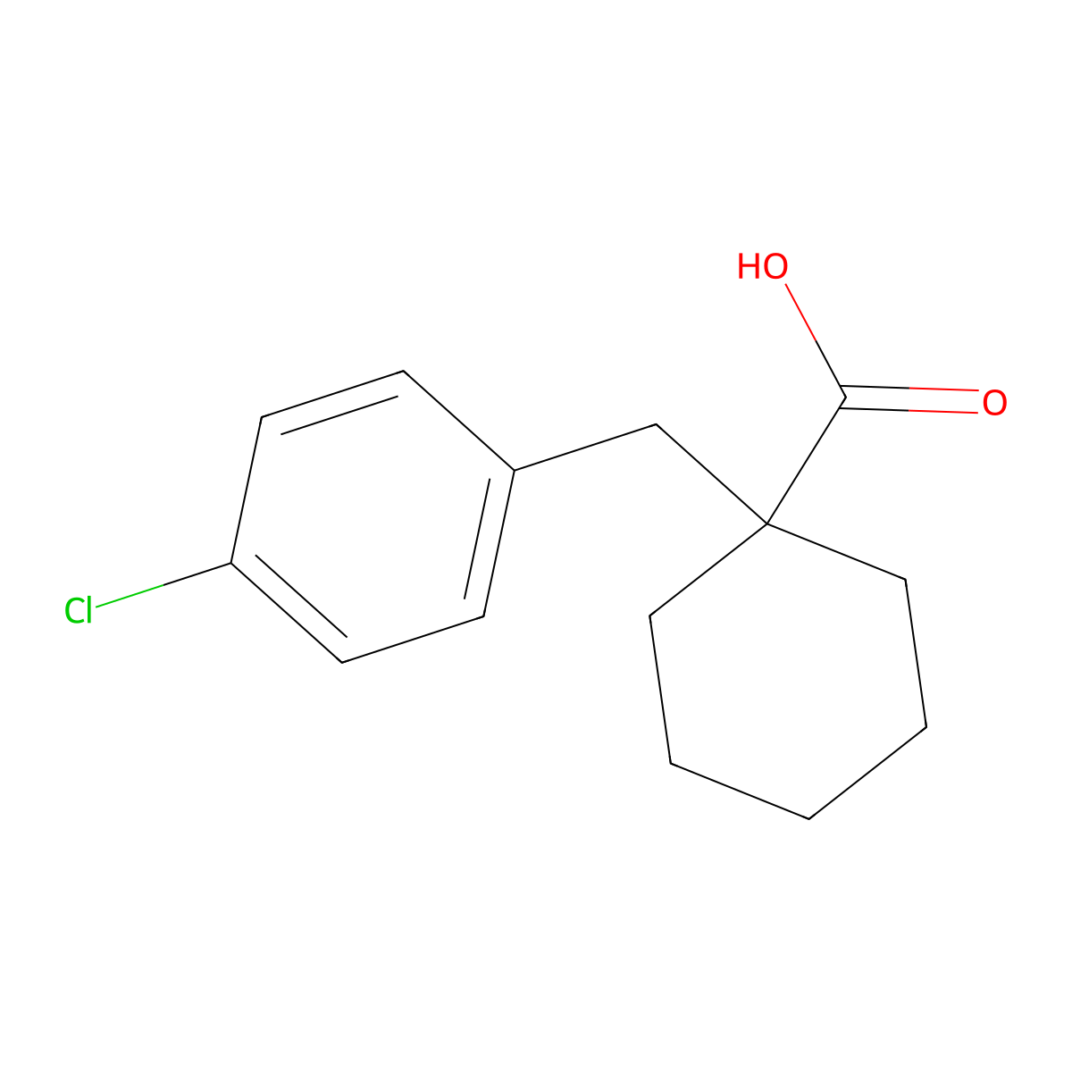 1-((4-Chlorophenyl)methyl)cyclohexane-1-carboxylic acid molecular structure, CAS 1225833-08-8
