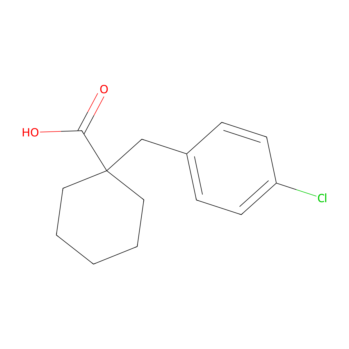 1-((4-Chlorophenyl)methyl)cyclohexane-1-carboxylic acid molecular structure, CAS 1225833-08-8