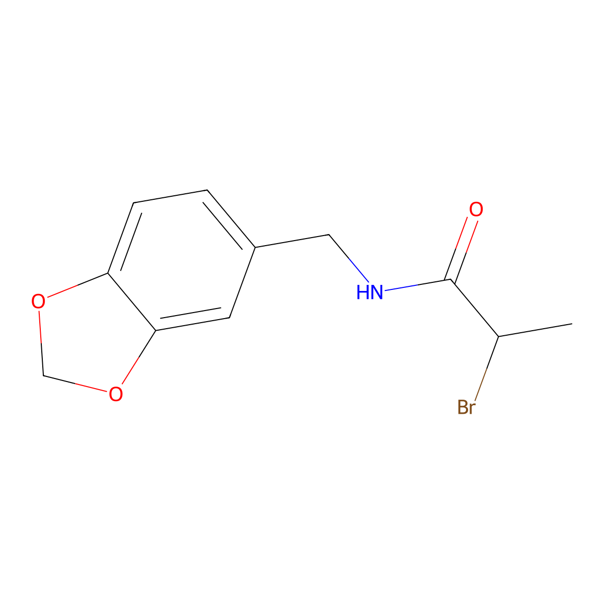 N-(1,3-Benzodioxol-5-ylmethyl)-2-bromopropanamide molecular structure, CAS 1225833-60-2