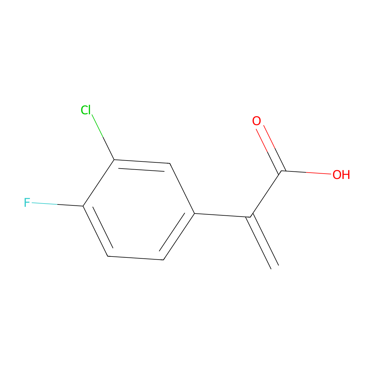2-(3-Chloro-4-fluorophenyl)prop-2-enoic acid molecular structure, CAS 1225833-84-0