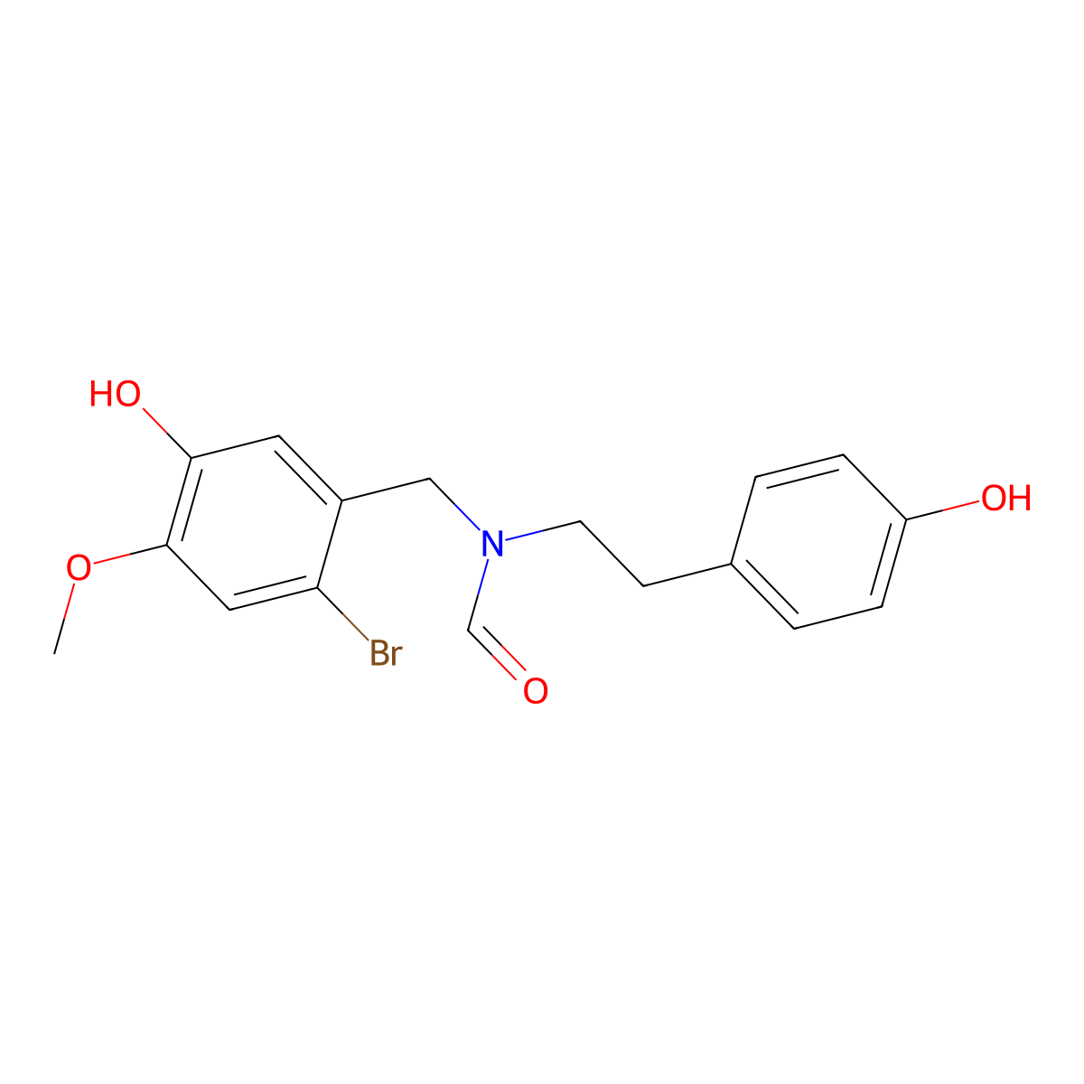 N-(2-Bromo-5-hydroxy-4-methoxybenzyl)-N-(2-(4-hydroxyphenyl)ethyl)formamide molecular structure, CAS 122584-18-3