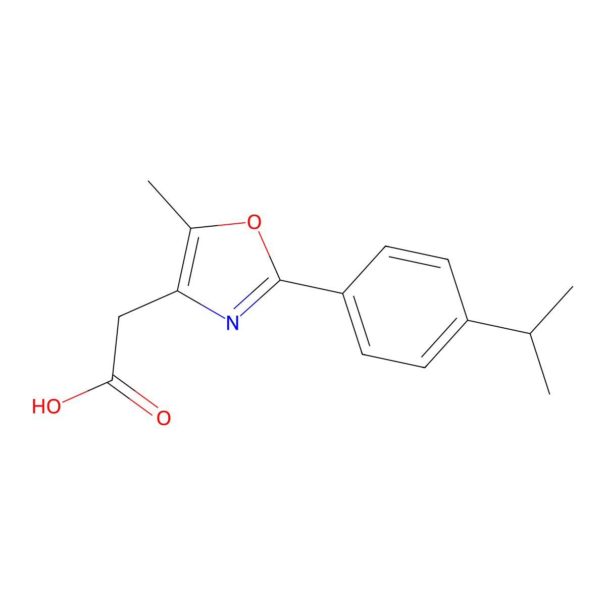 2-{5-Methyl-2-[4-(propan-2-yl)phenyl]-1,3-oxazol-4-yl}acetic acid molecular structure, CAS 1225846-93-4