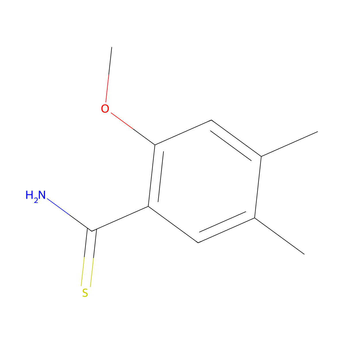 2-Methoxy-4,5-dimethylbenzene-1-carbothioamide molecular structure, CAS 1225851-61-5