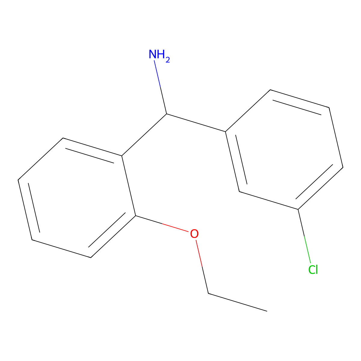 (3-Chlorophenyl)(2-ethoxyphenyl)methanamine molecular structure, CAS 1225868-35-8