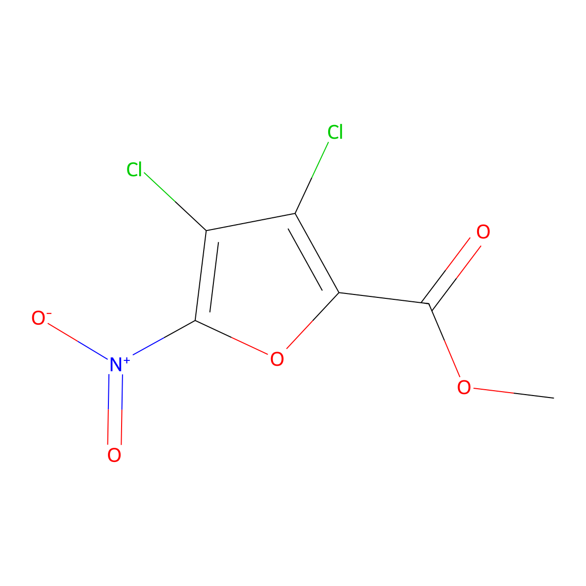 Methyl 3,4-dichloro-5-nitro-2-furoate molecular structure, CAS 122587-22-8