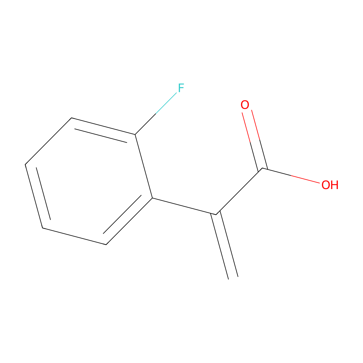 2-(2-Fluorophenyl)prop-2-enoic acid molecular structure, CAS 1225870-67-6