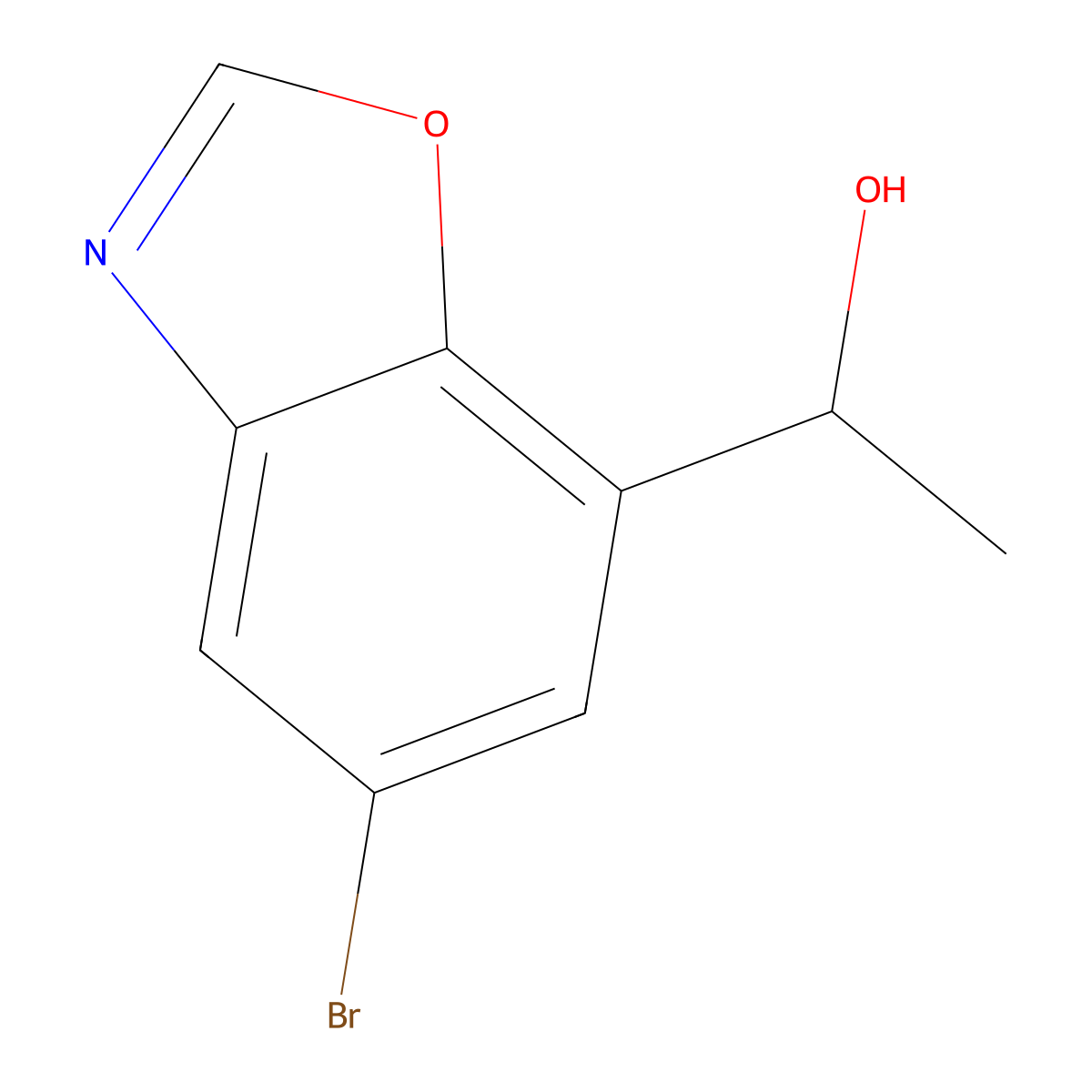1-(5-Bromo-1,3-benzoxazol-7-yl)ethan-1-ol molecular structure, CAS 1225879-57-1