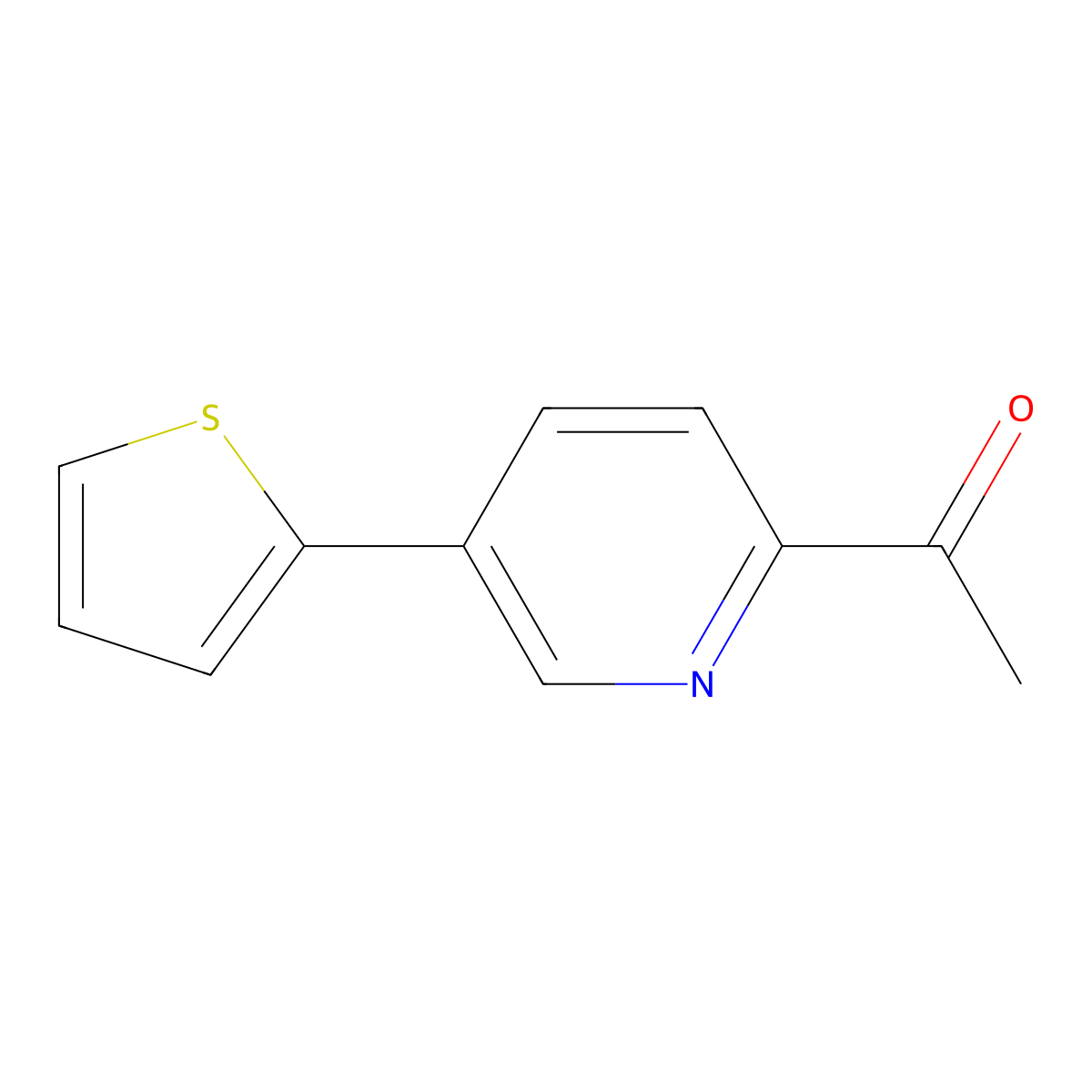 1-(5-(Thiophen-2-yl)pyridin-2-yl)ethanone molecular structure, CAS 1225882-36-9
