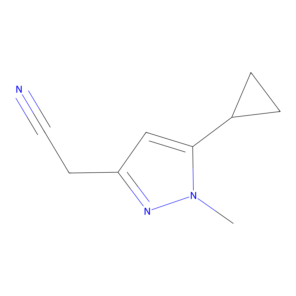 2-(5-Cyclopropyl-1-methyl-1H-pyrazol-3-yl)acetonitrile molecular structure, CAS 1225882-74-5