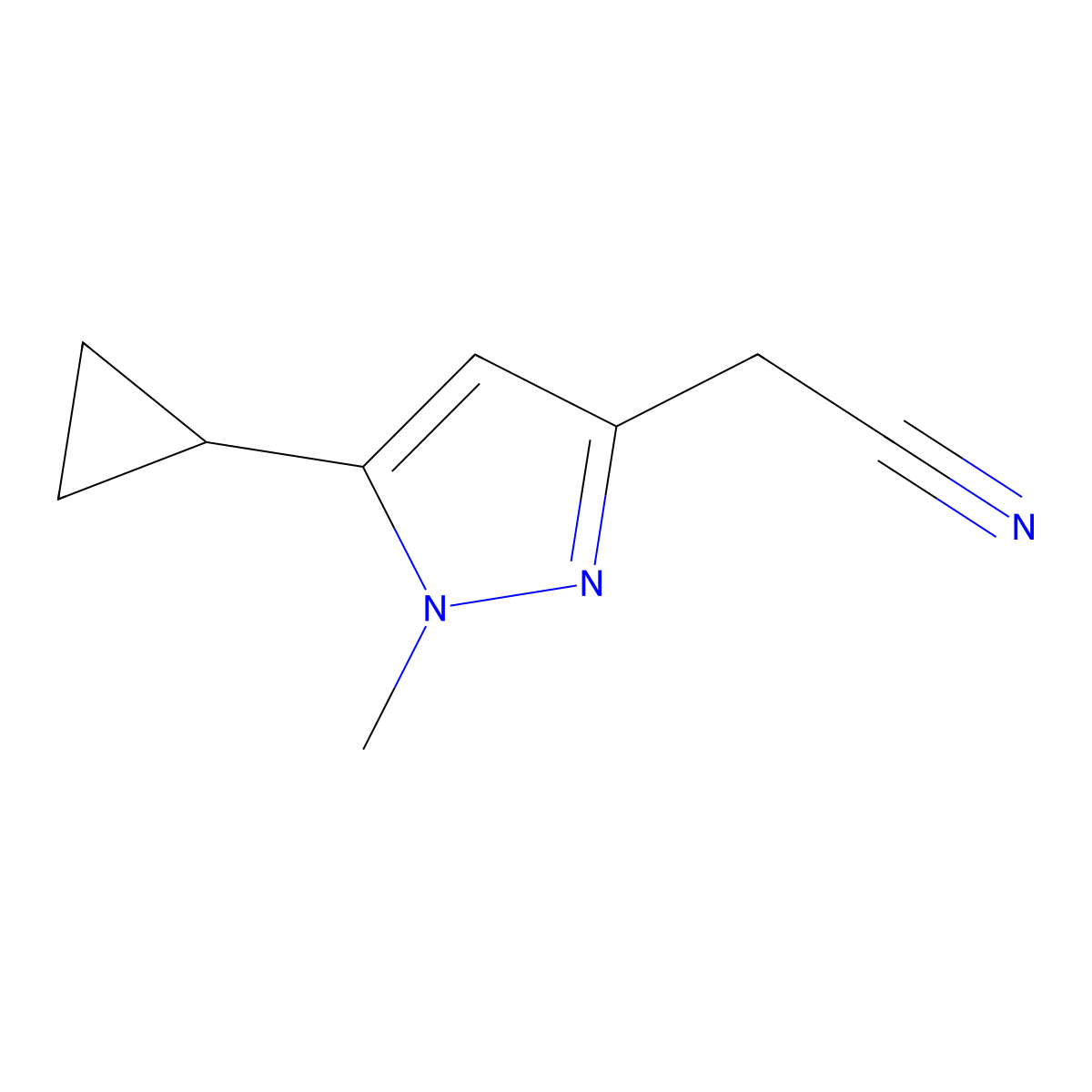 2-(5-Cyclopropyl-1-methyl-1H-pyrazol-3-yl)acetonitrile molecular structure, CAS 1225882-74-5