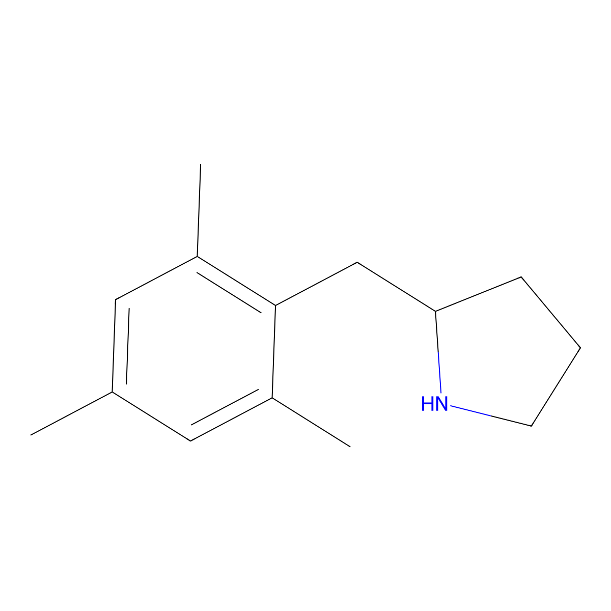 2-[(2,4,6-Trimethylphenyl)methyl]pyrrolidine molecular structure, CAS 1225883-56-6