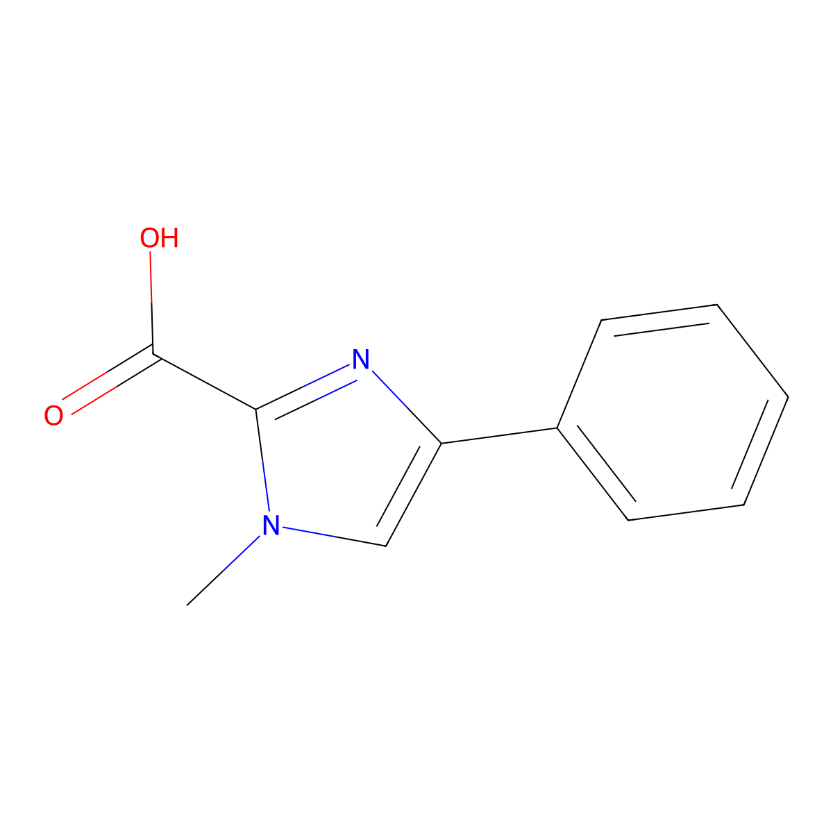 1-methyl-4-phenyl-1H-Imidazole-2-carboxylic acid molecular structure, CAS 1225884-44-5