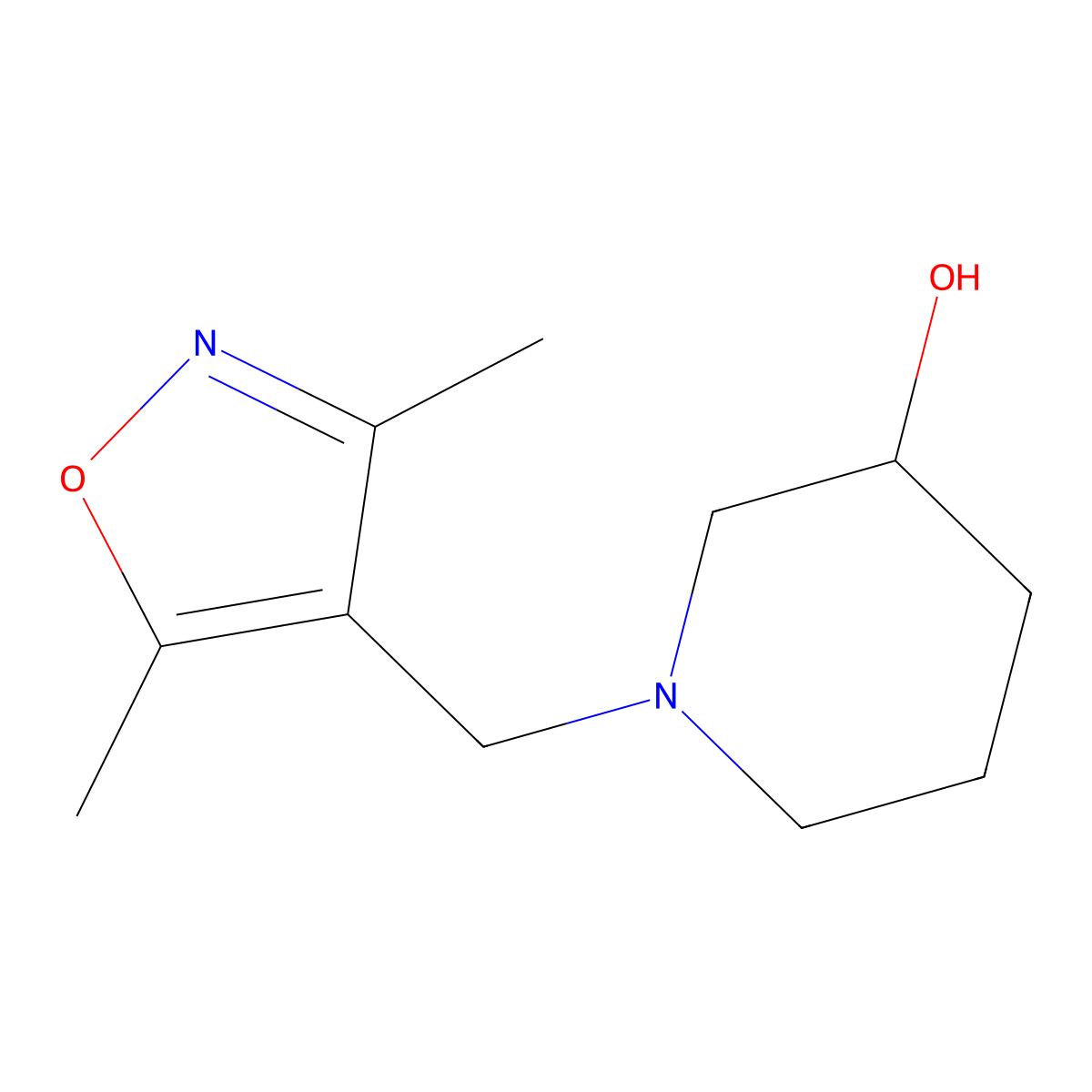 1-[(3,5-Dimethyl-1,2-oxazol-4-yl)methyl]piperidin-3-ol molecular structure, CAS 1225888-75-4