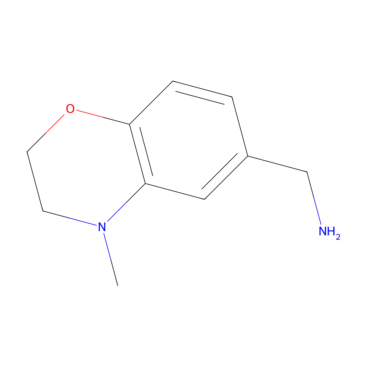 c-(4-Methyl-3,4-dihydro-2H-benzo[1,4]oxazin-6-yl)-methylamine molecular structure, CAS 1225889-66-6