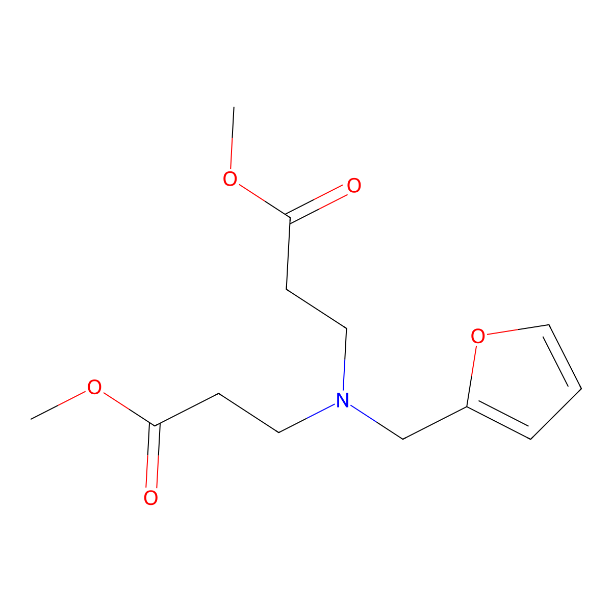 N,N-di(2-methoxycarbonylethyl)furfurylamine molecular structure, CAS 1225897-82-4