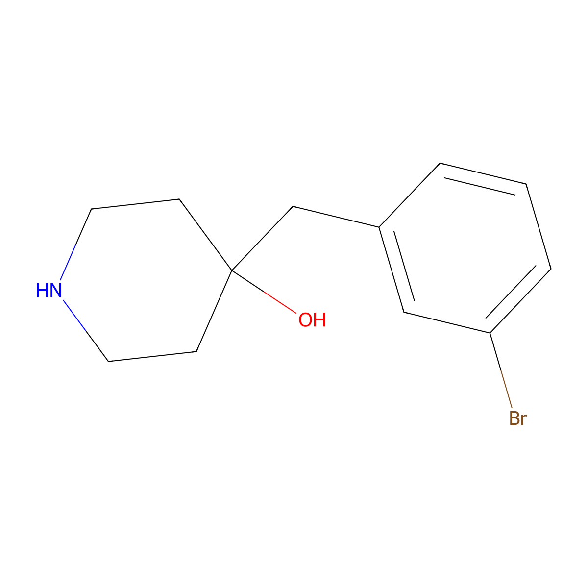 4-[(3-Bromophenyl)methyl]piperidin-4-ol molecular structure, CAS 1225899-06-8