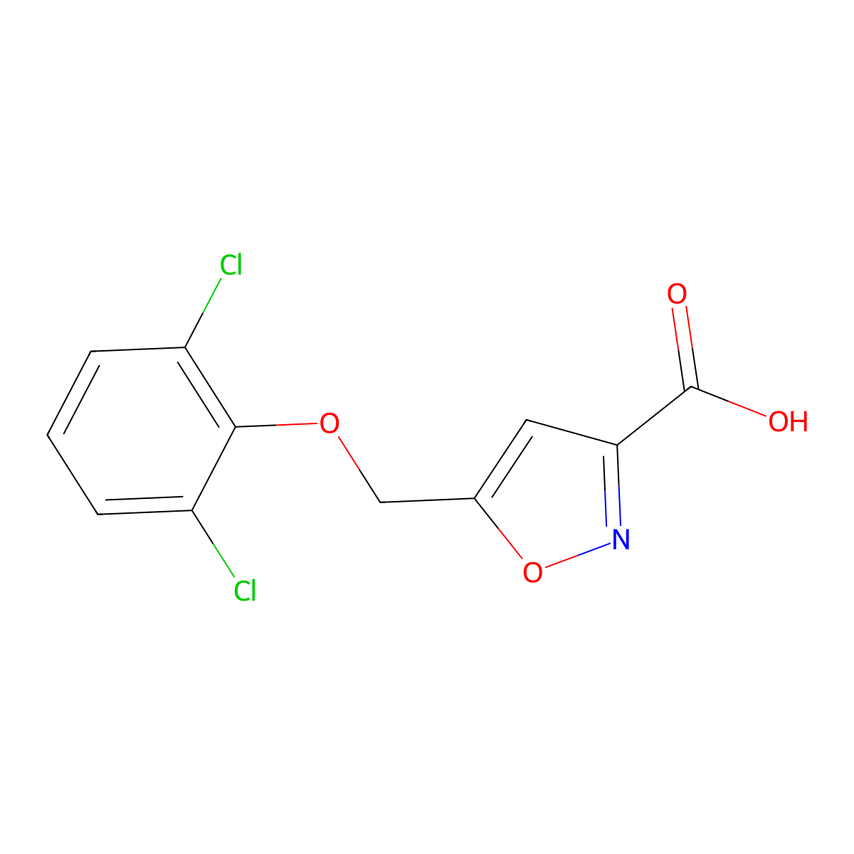 5-((2,6-Dichlorophenoxy)methyl)-1,2-oxazole-3-carboxylic acid molecular structure, CAS 1225900-23-1