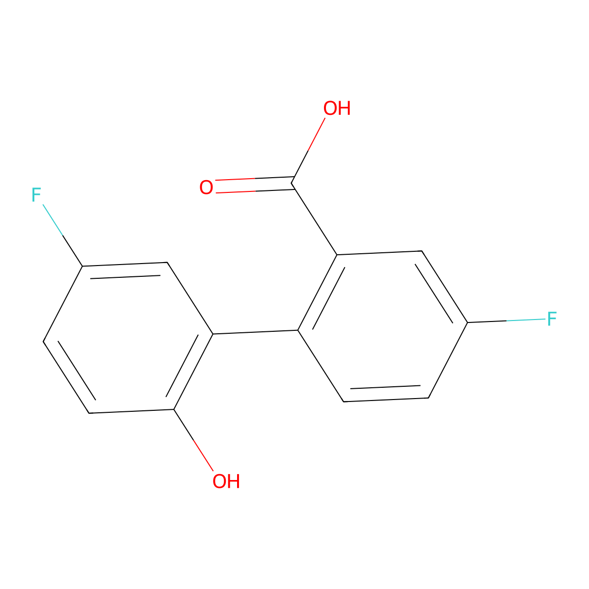 5-Fluoro-2-(5-fluoro-2-hydroxyphenyl)benzoic acid molecular structure, CAS 1225902-38-4