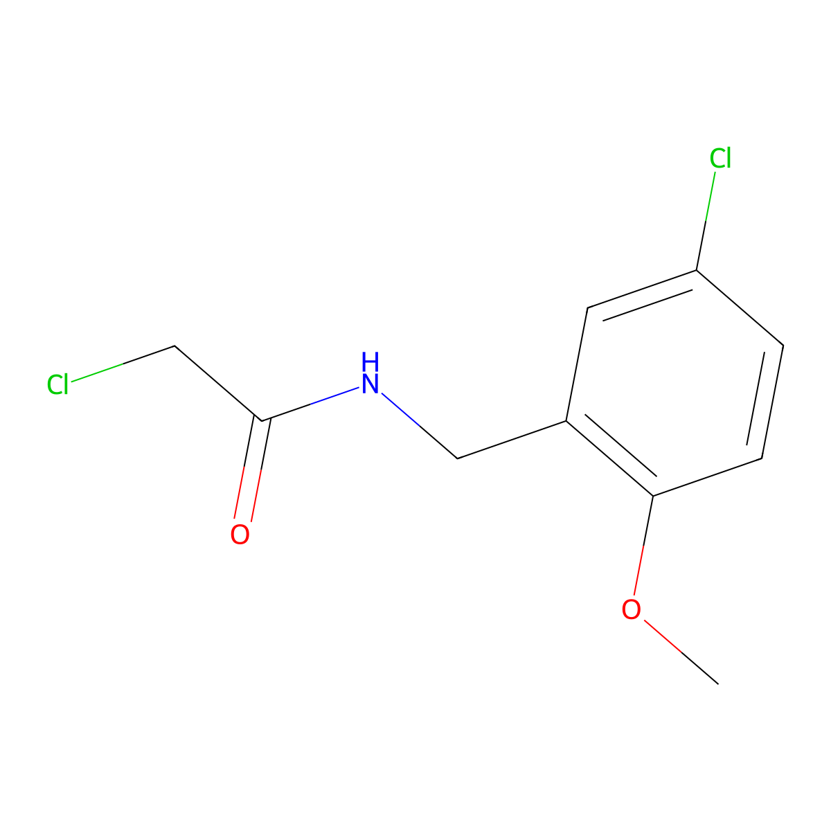 2-chloro-N-[(5-chloro-2-methoxyphenyl)methyl]acetamide molecular structure, CAS 1225915-88-7
