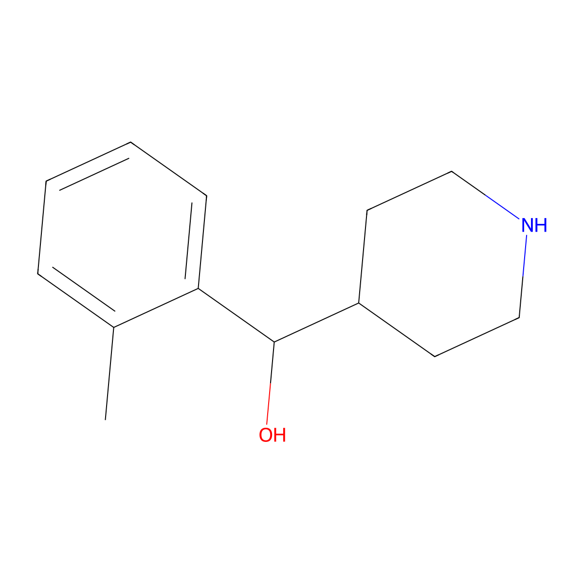 (2-Methylphenyl)(piperidin-4-yl)methanol molecular structure, CAS 1225920-18-2