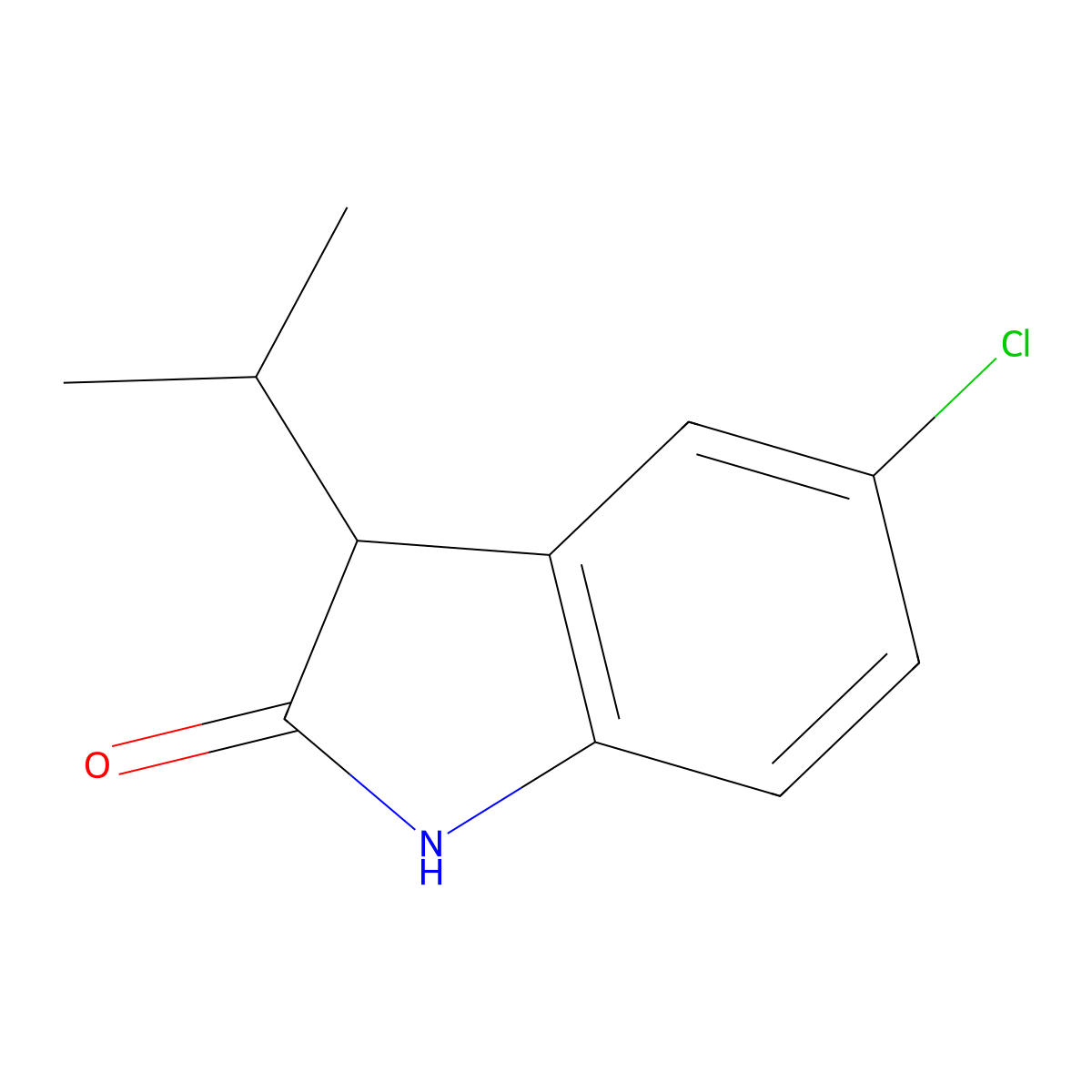 5-chloro-3-(propan-2-yl)-2,3-dihydro-1H-indol-2-one molecular structure, CAS 1225922-11-1