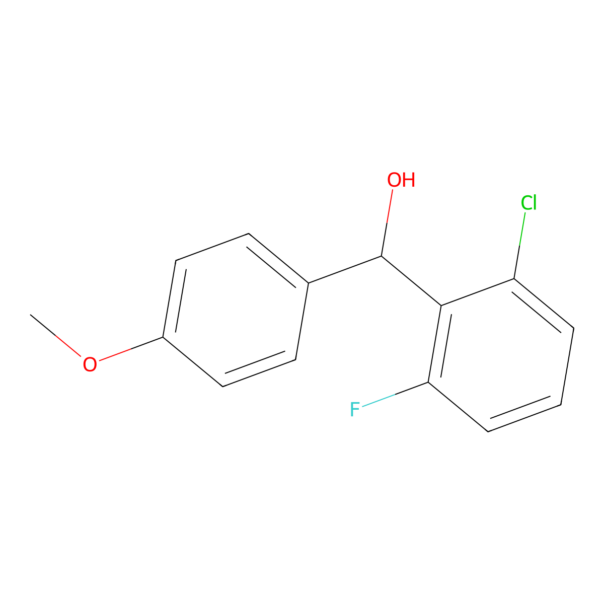 (2-Chloro-6-fluorophenyl)(4-methoxyphenyl)methanol molecular structure, CAS 1225922-56-4