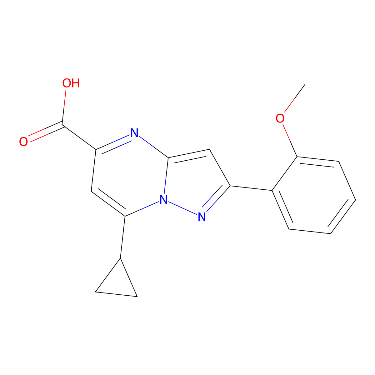 7-Cyclopropyl-2-(2-methoxyphenyl)pyrazolo[1,5-a]pyrimidine-5-carboxylic acid molecular structure, CAS 1225925-07-4
