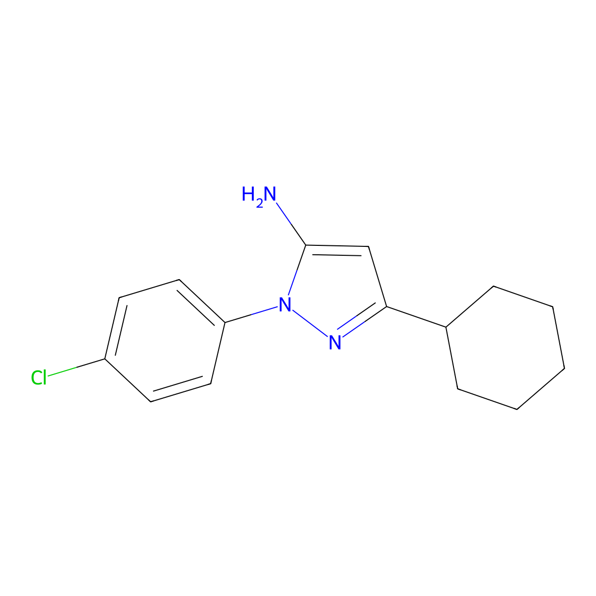 1-(4-Chlorophenyl)-3-cyclohexyl-1H-pyrazol-5-amine molecular structure, CAS 1225929-99-6