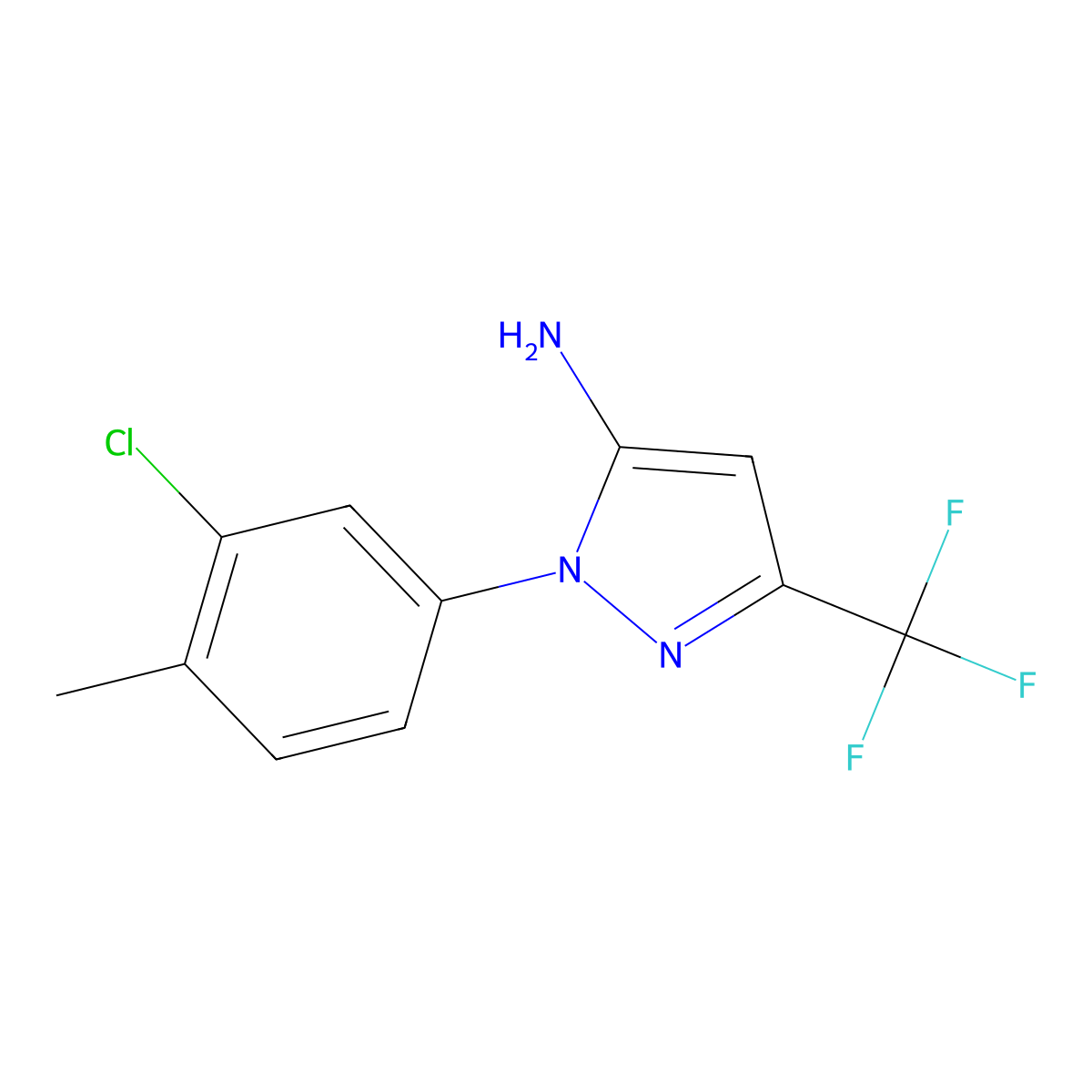 1-(3-chloro-4-methylphenyl)-3-(trifluoromethyl)-1H-pyrazol-5-amine molecular structure, CAS 1225940-17-9