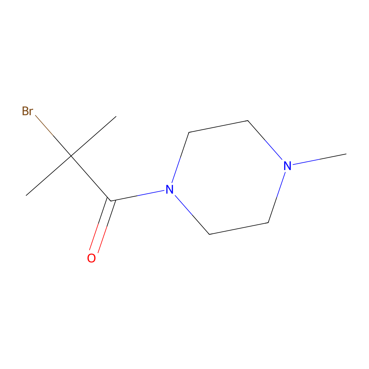 2-Bromo-2-methyl-1-(4-methylpiperazin-1-yl)propan-1-one molecular structure, CAS 1225950-57-1