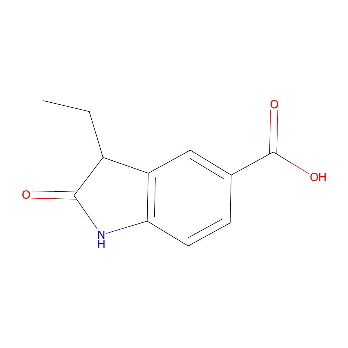 3-Ethyl-2-oxoindoline-5-carboxylic acid molecular structure, CAS 1225957-57-2