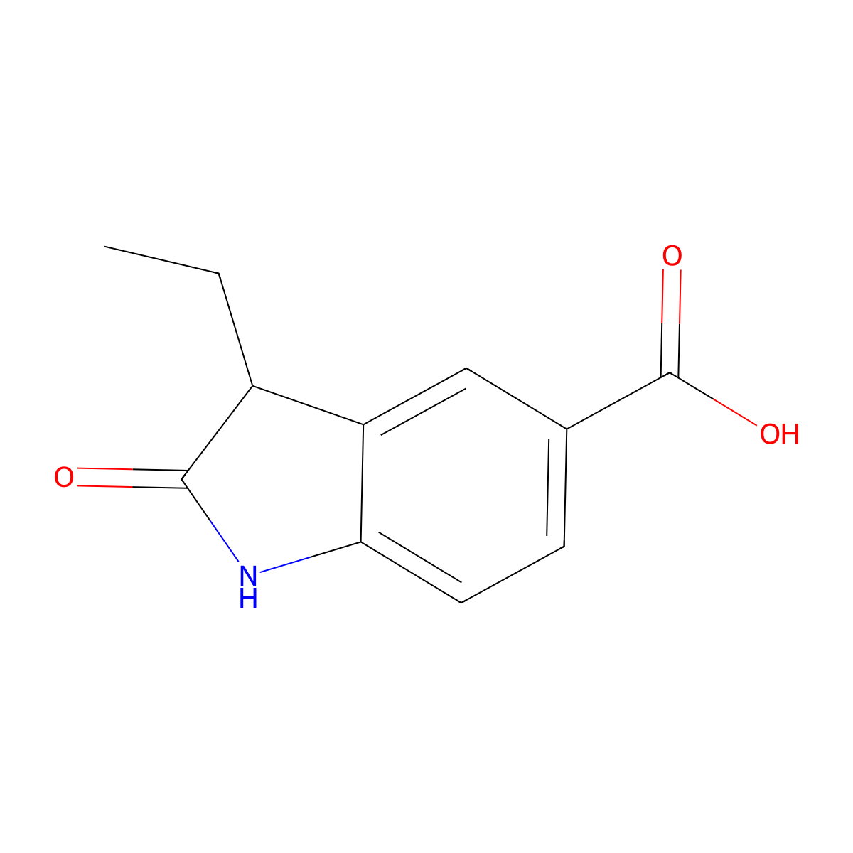 3-Ethyl-2-oxoindoline-5-carboxylic acid molecular structure, CAS 1225957-57-2