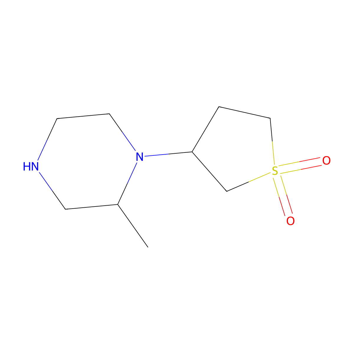 3-(2-Methylpiperazin-1-yl)-1lambda6-thiolane-1,1-dione molecular structure, CAS 1225959-79-4