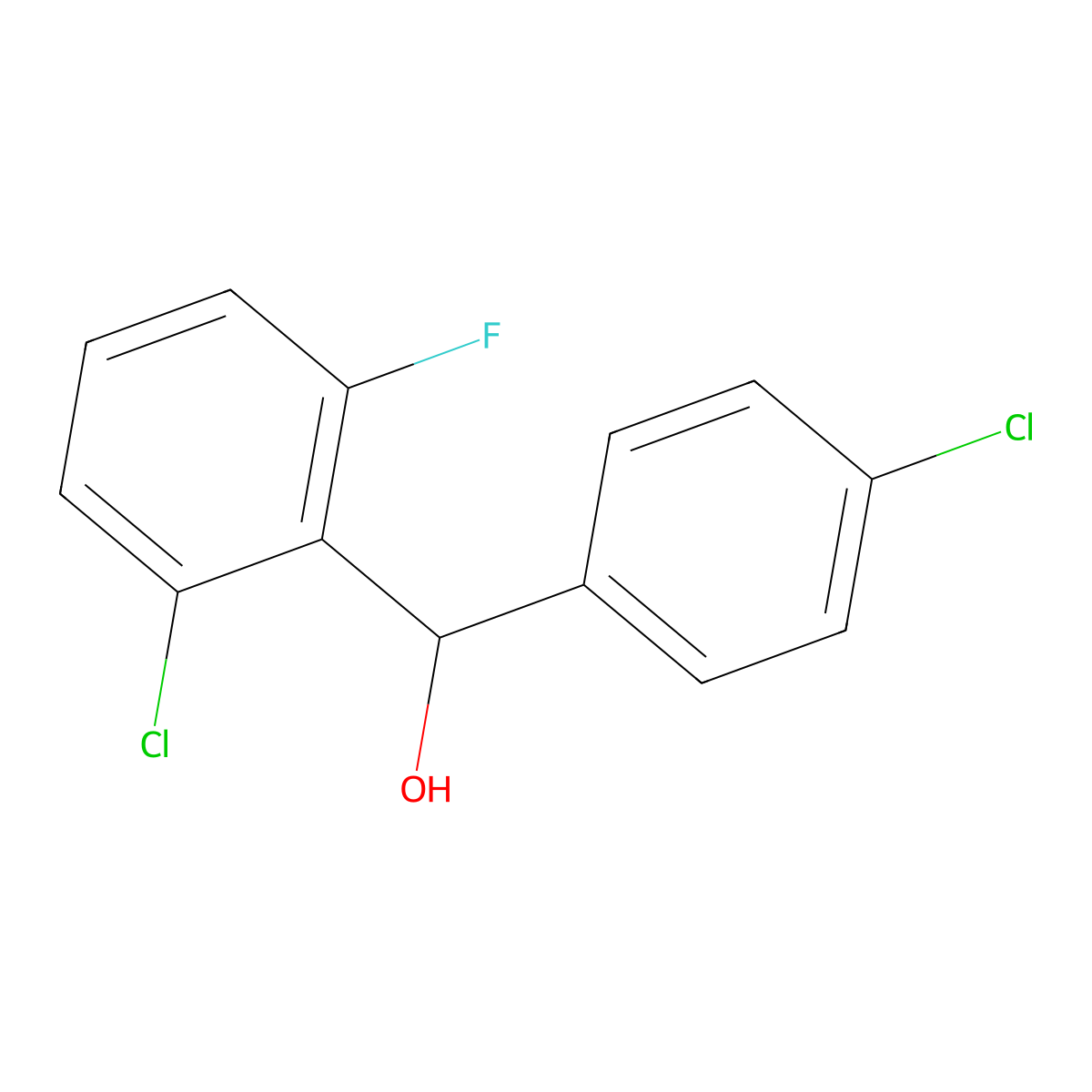 2-Chloro-alpha-(4-chlorophenyl)-6-fluorobenZenemethanol molecular structure, CAS 1225964-90-8