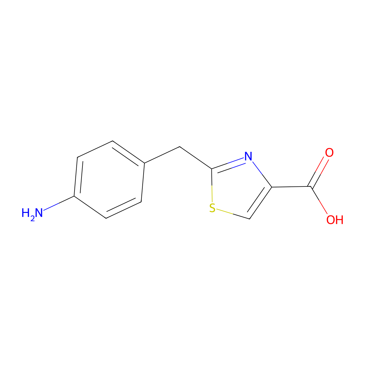 2-[(4-Aminophenyl)methyl]-1,3-thiazole-4-carboxylic acid molecular structure, CAS 1225967-38-3