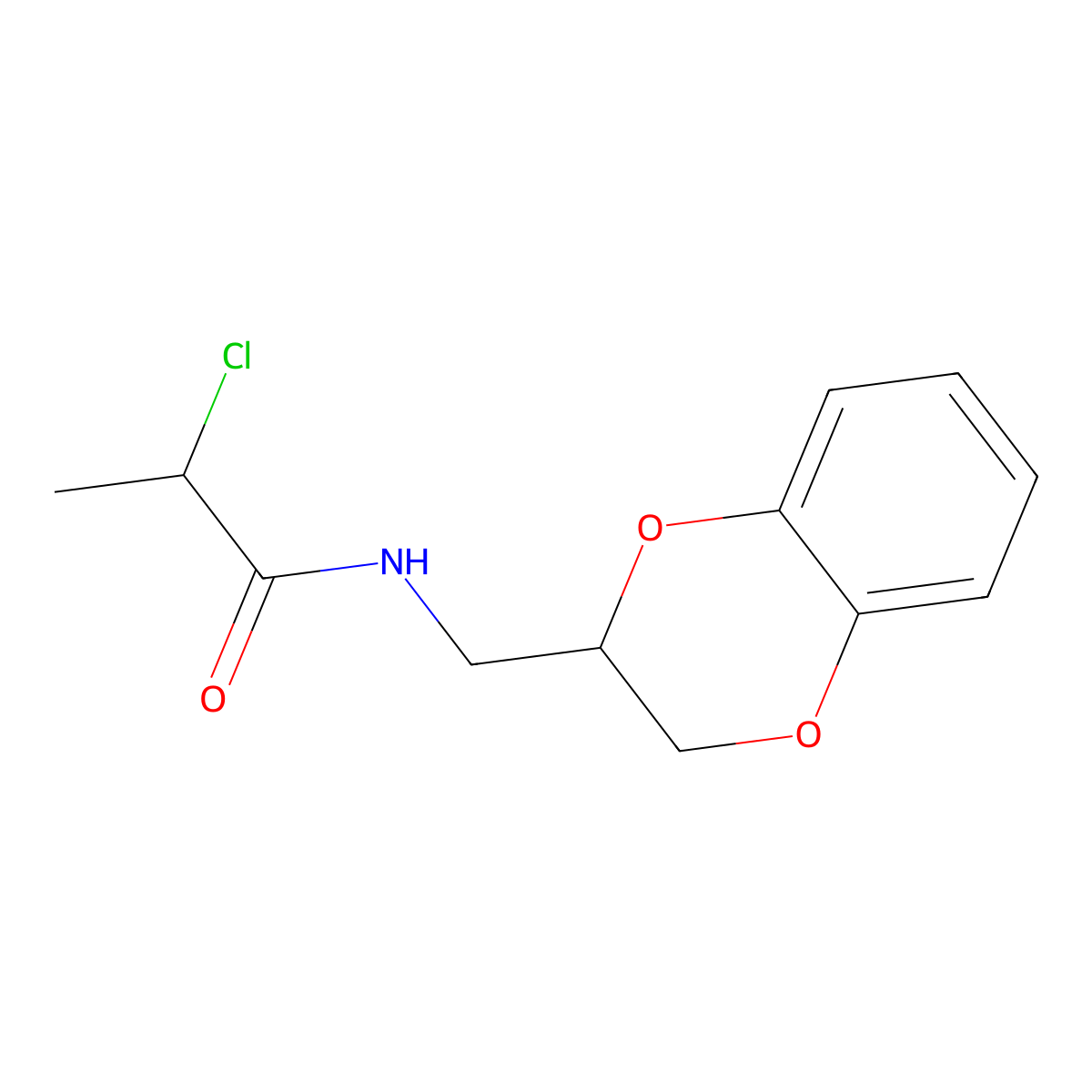 2-chloro-N-(2,3-dihydro-1,4-benzodioxin-2-ylmethyl)propanamide molecular structure, CAS 1225977-50-3