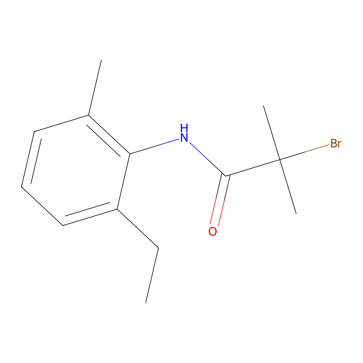 2-bromo-N-(2-ethyl-6-methylphenyl)-2-methylpropanamide molecular structure, CAS 1225988-98-6
