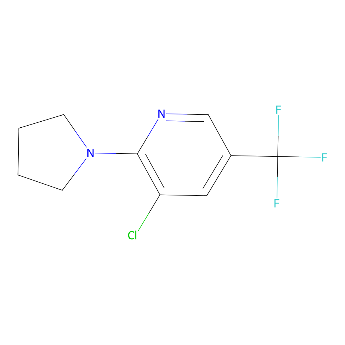 3-Chloro-2-(pyrrolidin-1-yl)-5-(trifluoromethyl)pyridine molecular structure, CAS 122599-20-6