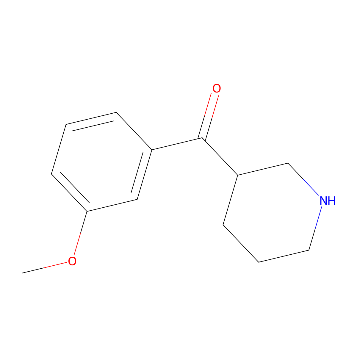 (3-Methoxyphenyl)(piperidin-3-yl)methanone molecular structure, CAS 1225993-38-3