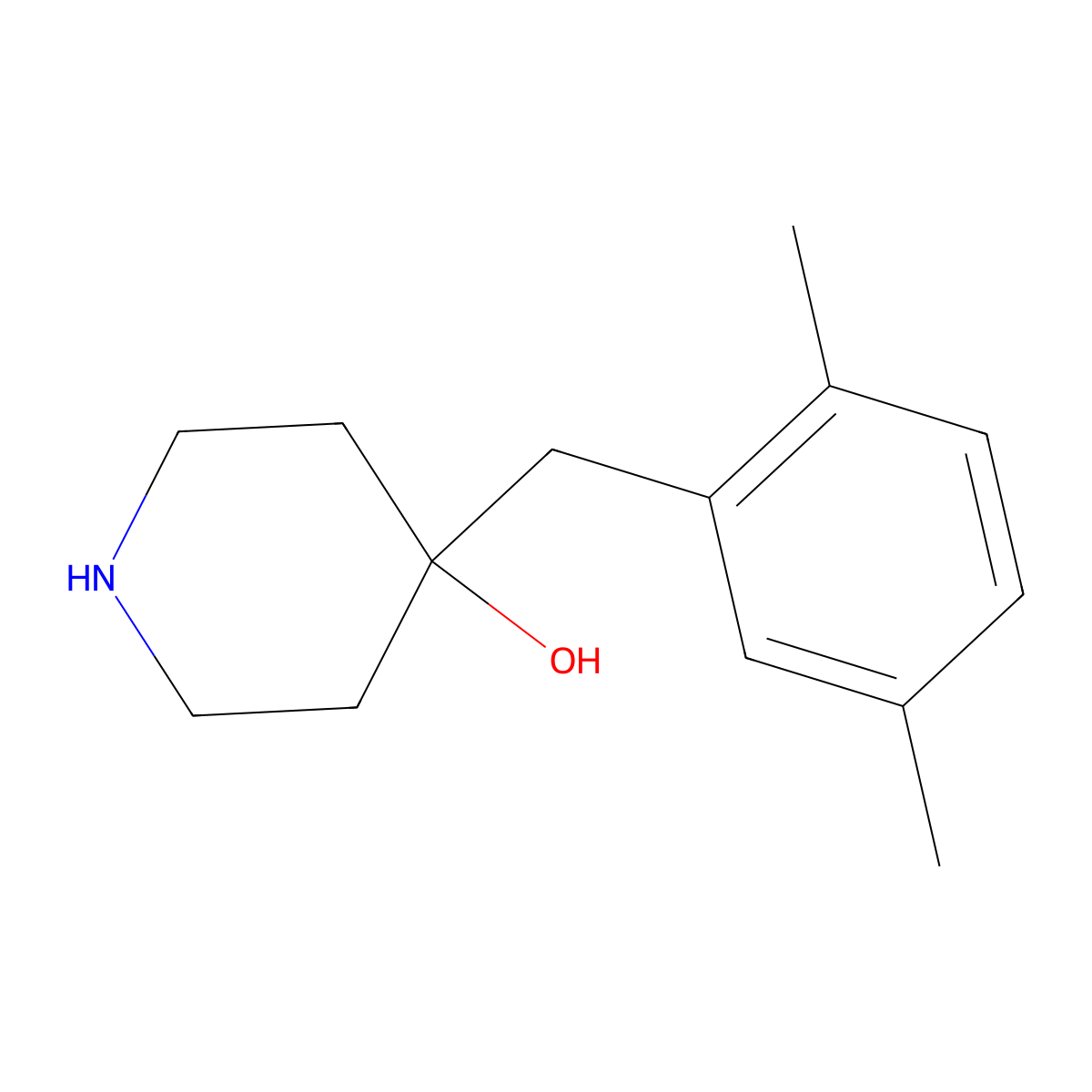 4-[(2,5-Dimethylphenyl)methyl]piperidin-4-ol molecular structure, CAS 1225995-21-0