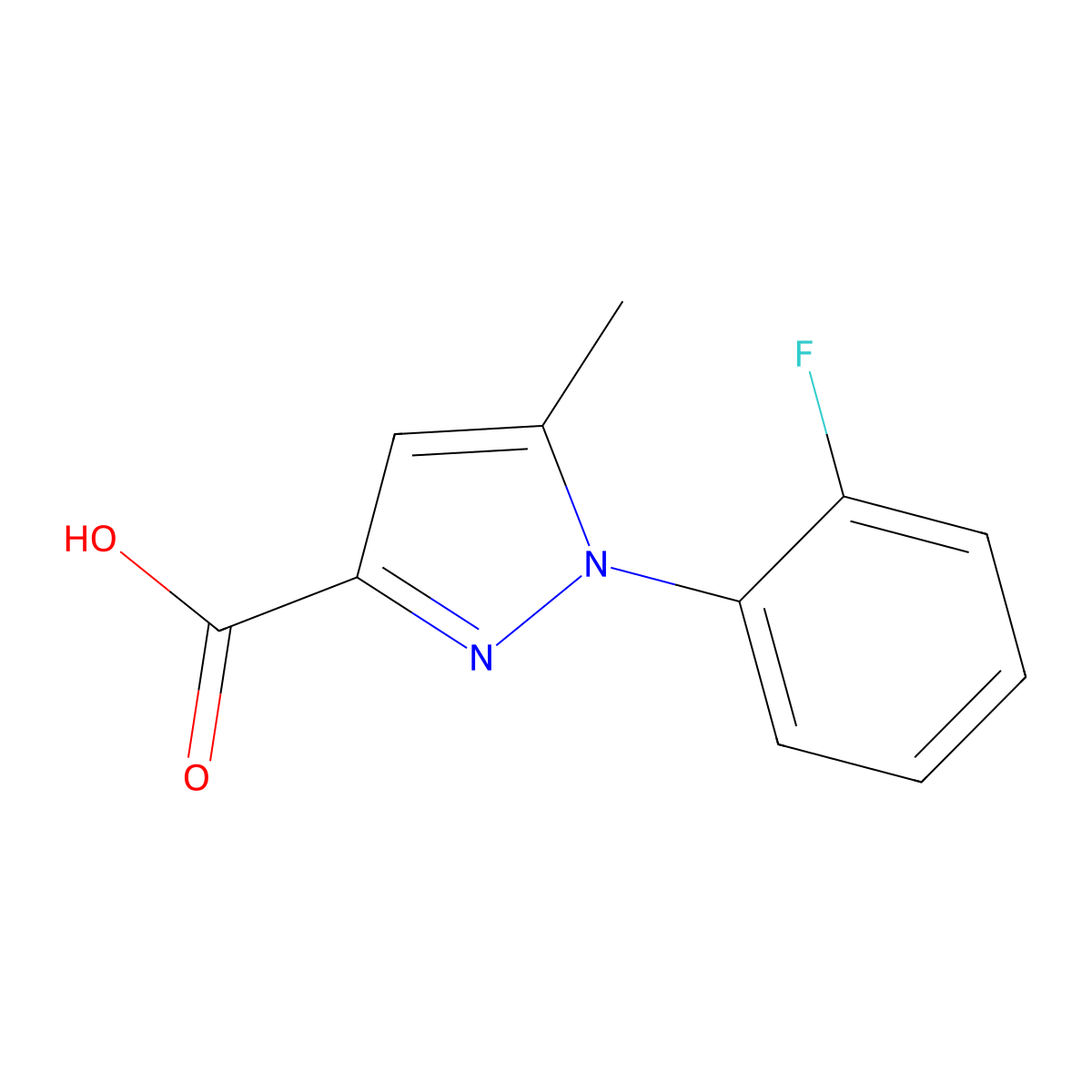 1-(2-fluorophenyl)-5-methyl-1H-pyrazole-3-carboxylic acid molecular structure, CAS 1225999-19-8