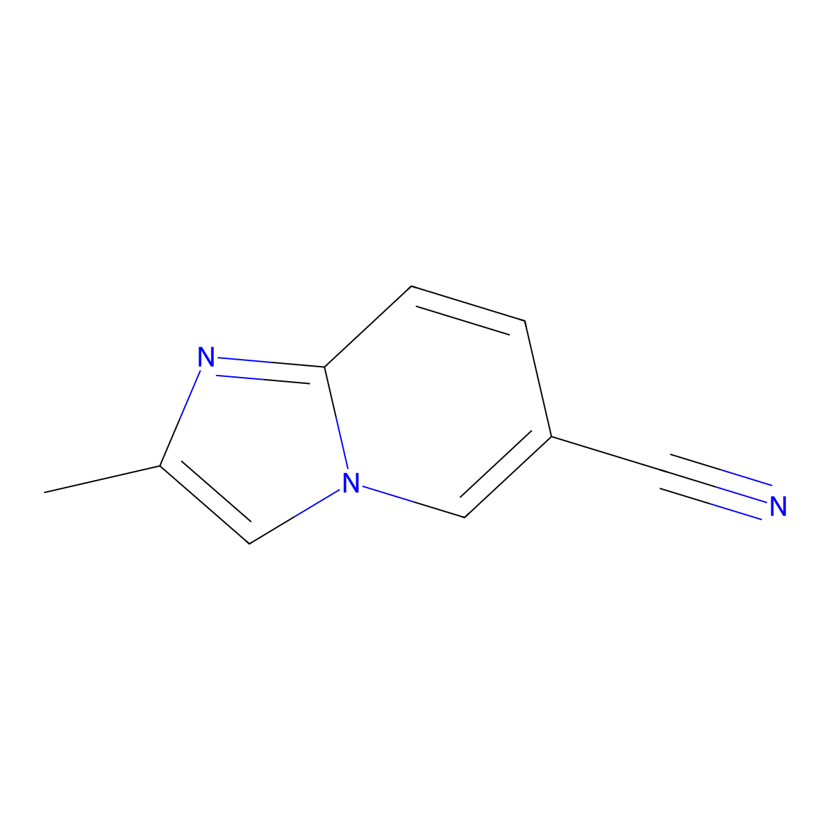 2-Methylimidazo[1,2-A]pyridine-6-carbonitrile molecular structure, CAS 1226000-76-5