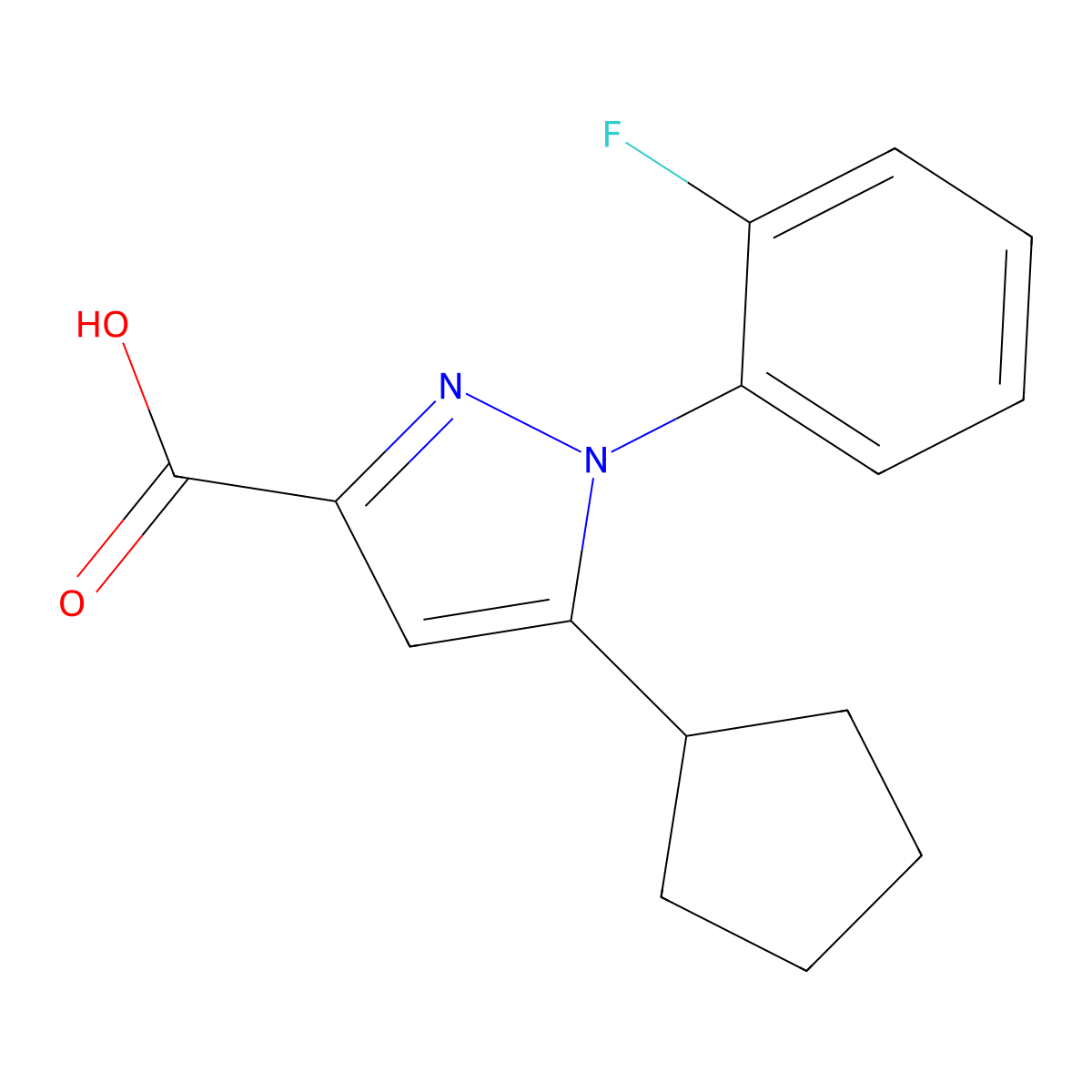5-Cyclopentyl-1-(2-fluorophenyl)-1H-pyrazole-3-carboxylic acid molecular structure, CAS 1226006-27-4