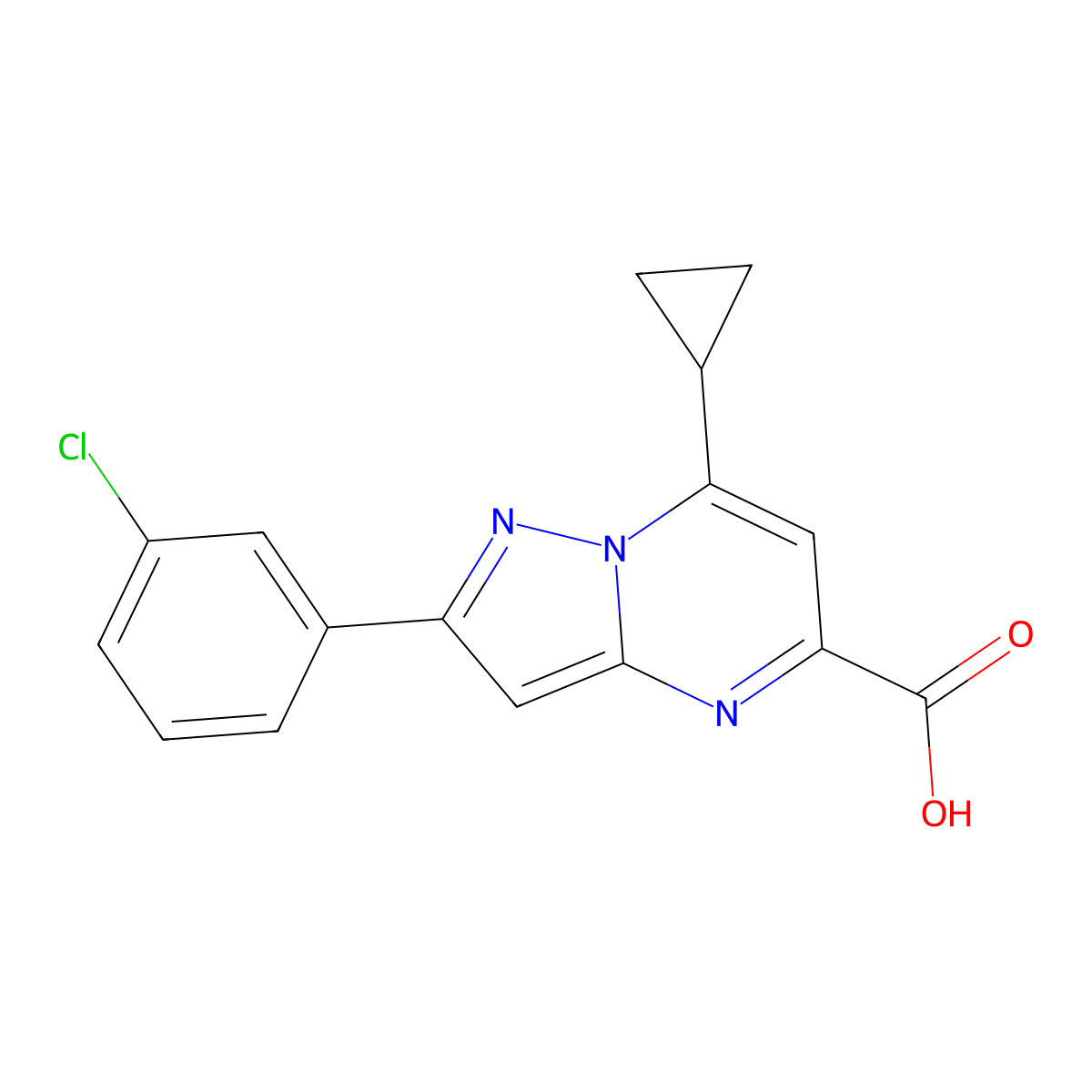 2-(3-Chlorophenyl)-7-cyclopropylpyrazolo[1,5-a]pyrimidine-5-carboxylic acid molecular structure, CAS 1226009-31-9