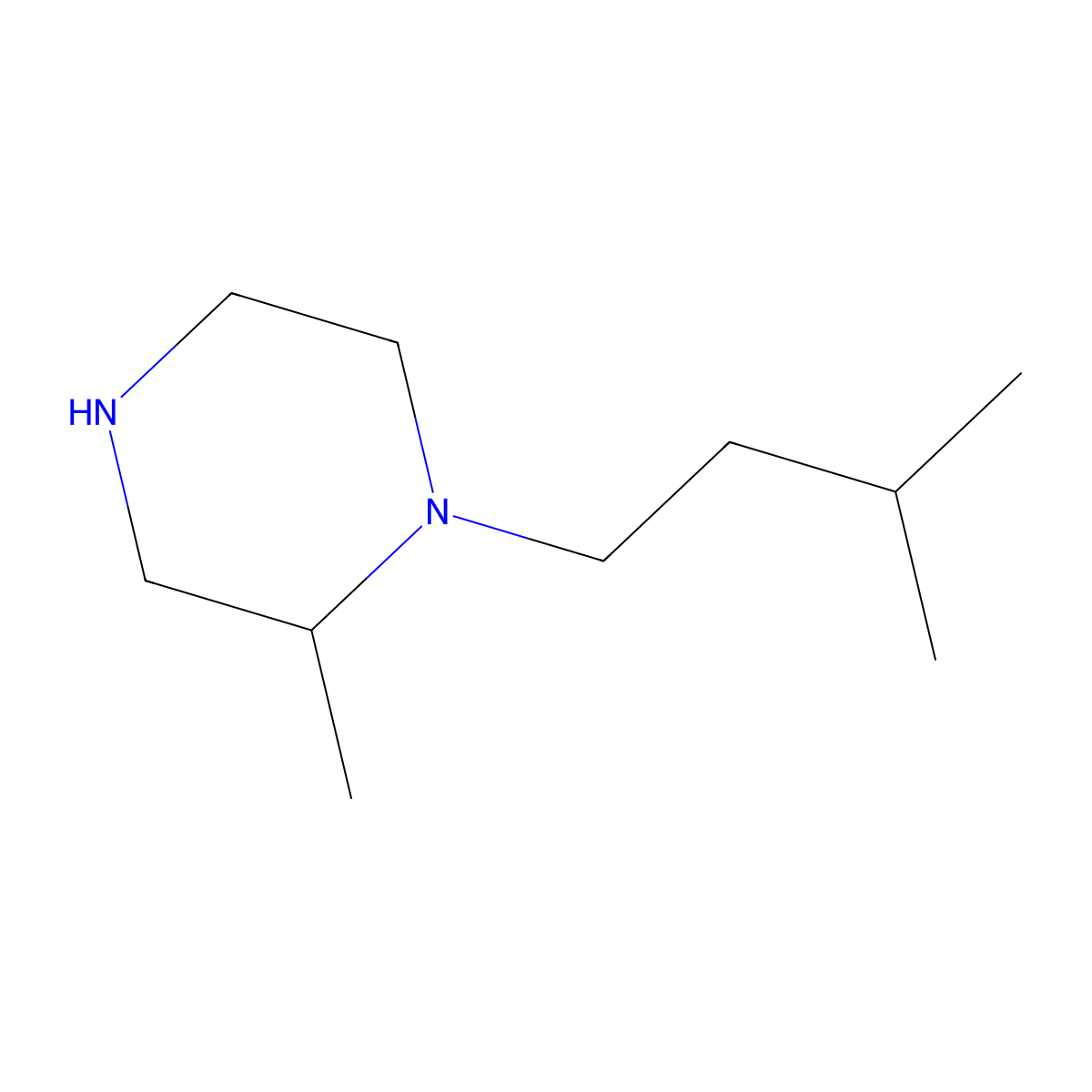 2-Methyl-1-(3-methylbutyl)piperazine molecular structure, CAS 1226017-80-6