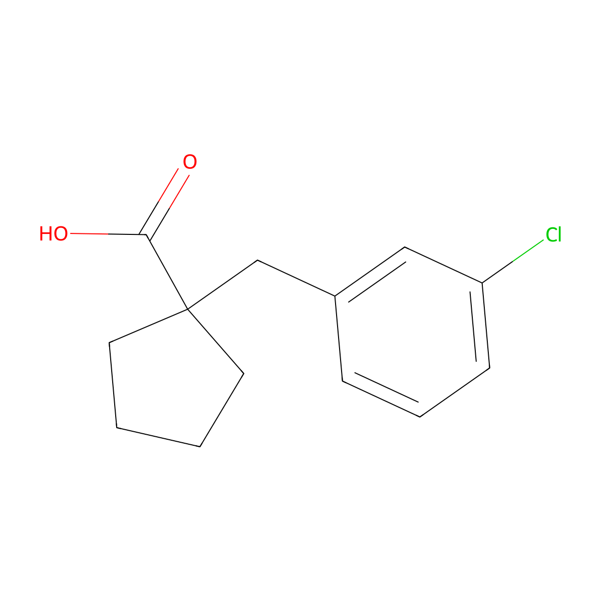 1-[(3-Chlorophenyl)methyl]cyclopentane-1-carboxylic acid molecular structure, CAS 1226034-44-1